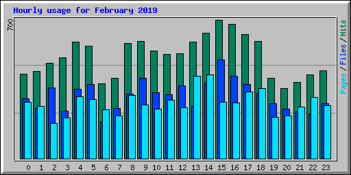 Hourly usage for February 2019